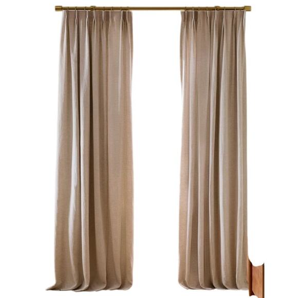 West Elm Other - West Elm Pleated European Flax Linen Curtain 1 Panel Natural Flax 48'"x96"